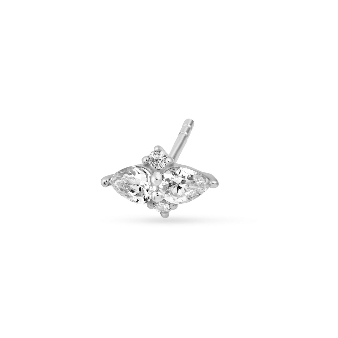 7/8tcw Pear & Round Diamond Earrings
