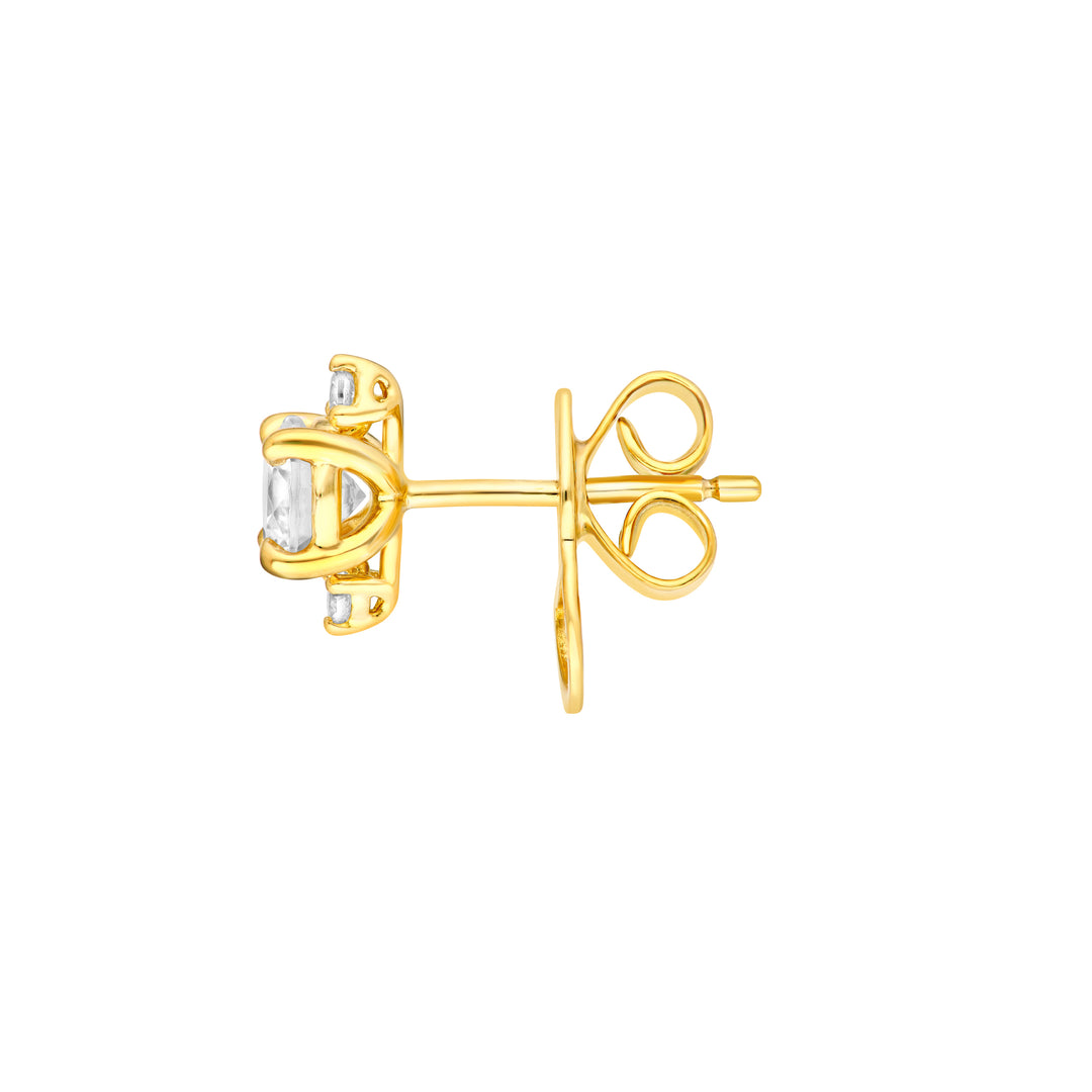 7/8tcw Three Stone Round Diamond Earrings