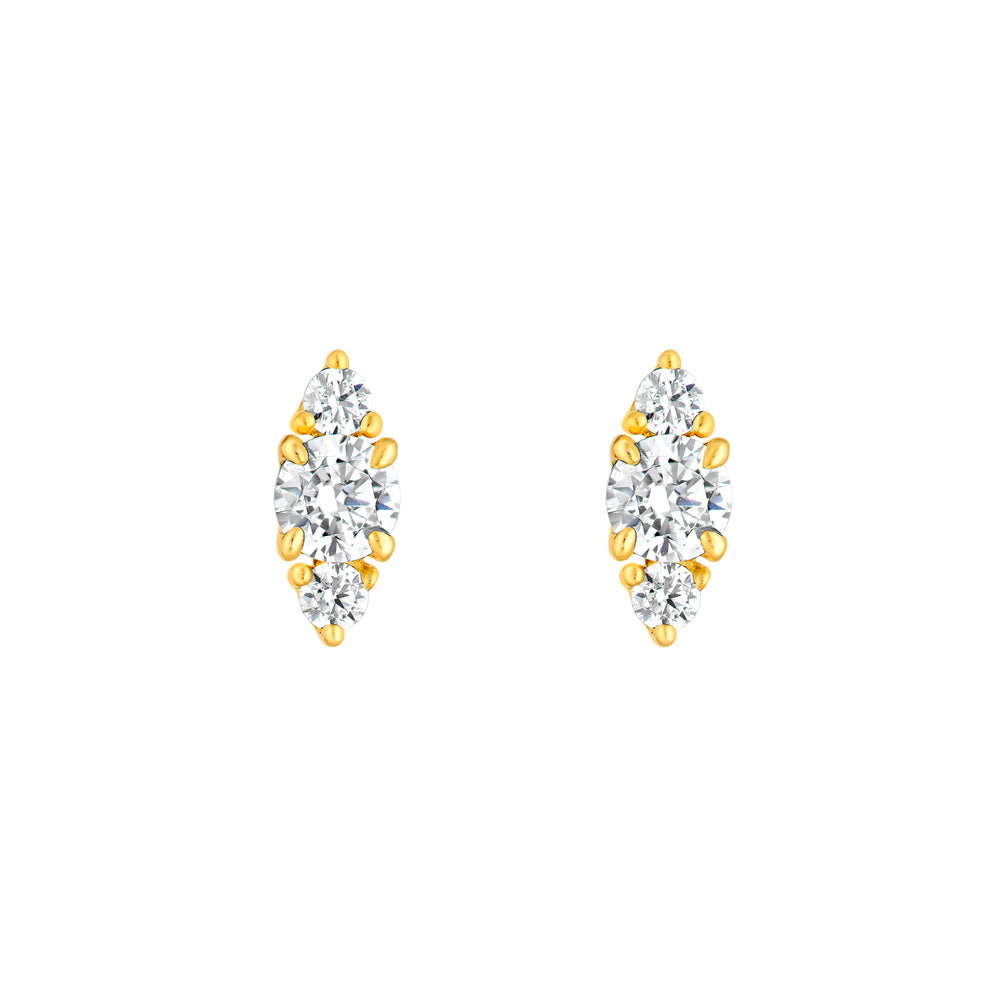 3/8tcw Three Stone Round Diamond Earrings
