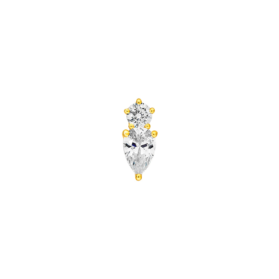 1-1/5tcw Round & Pear Diamond Stud Earrings