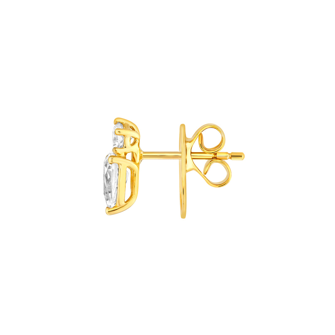1-1/5tcw Round & Pear Diamond Stud Earrings