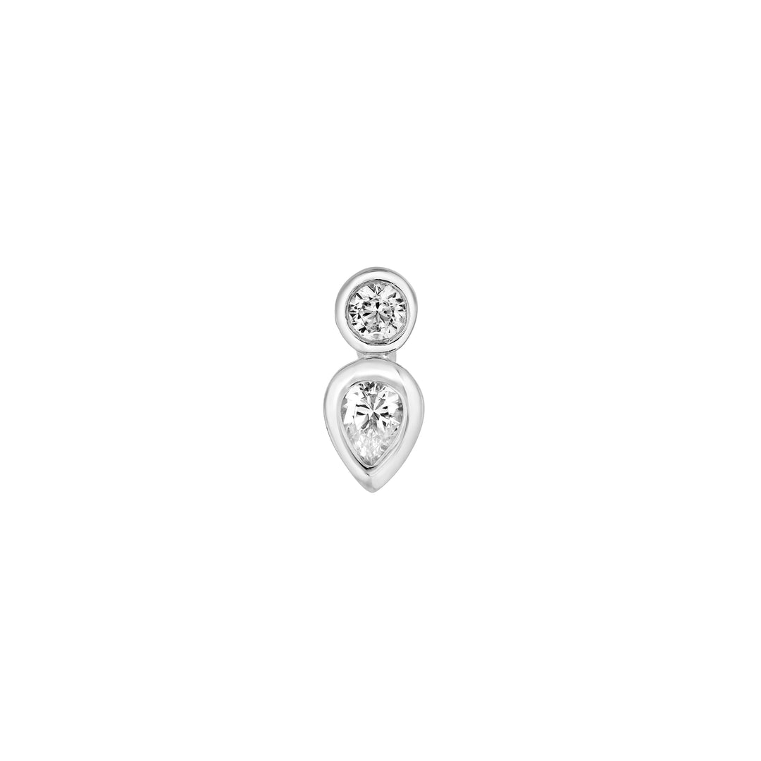 1/4tcw Round & Pear Diamond Bezel Set Earrings