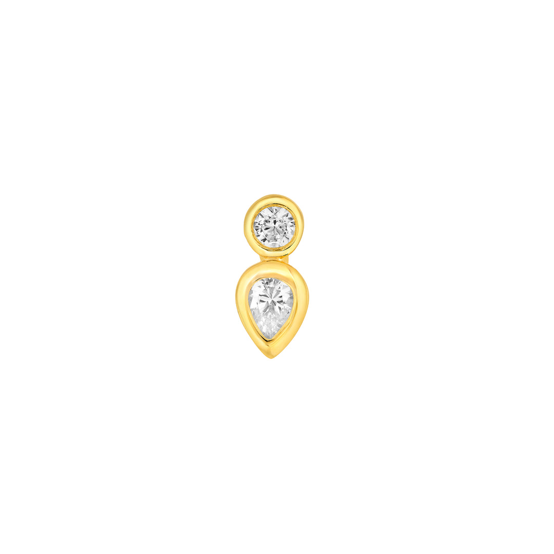 1/4tcw Round & Pear Diamond Bezel Set Earrings
