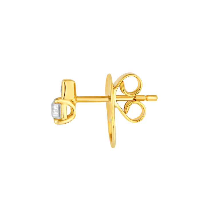 3/4tcw Princess & Emerald Duet Diamond Stud Earrings