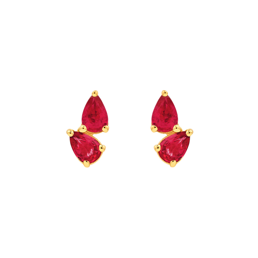 3/4tcw Pear Shape Ruby Stud Earrings