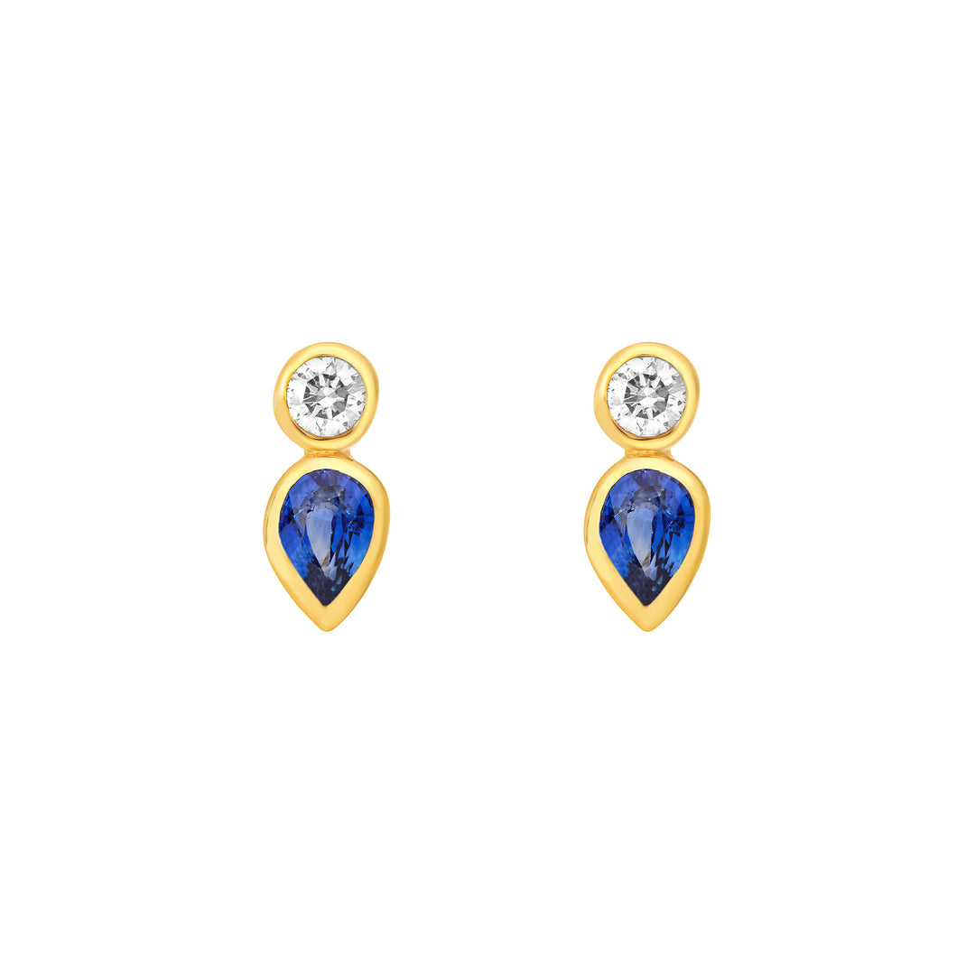 1/2tcw Bezel Set Sapphire & Diamond Stud Earrings