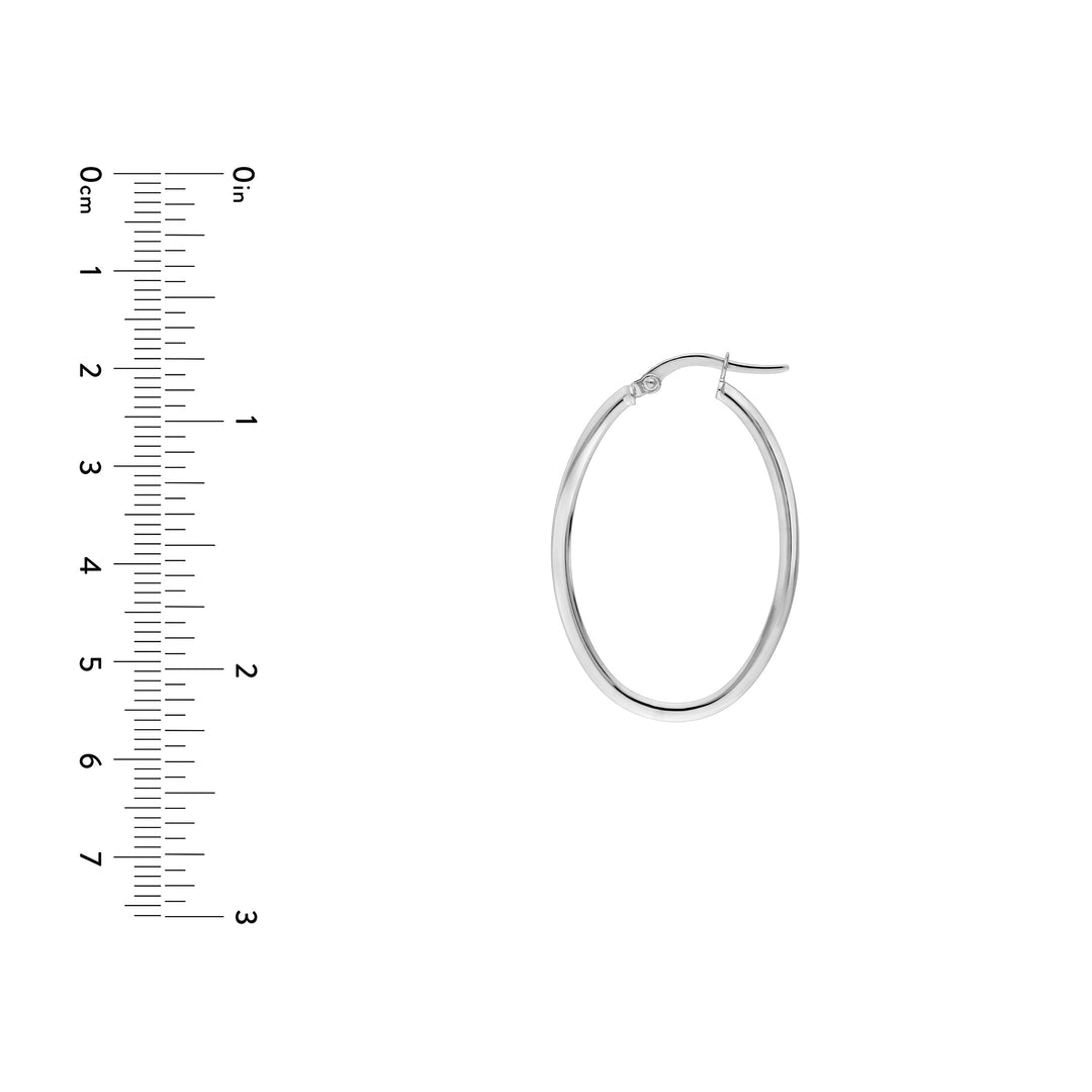 30x20mm Knife Edge Tube Oval Hoop Earrings