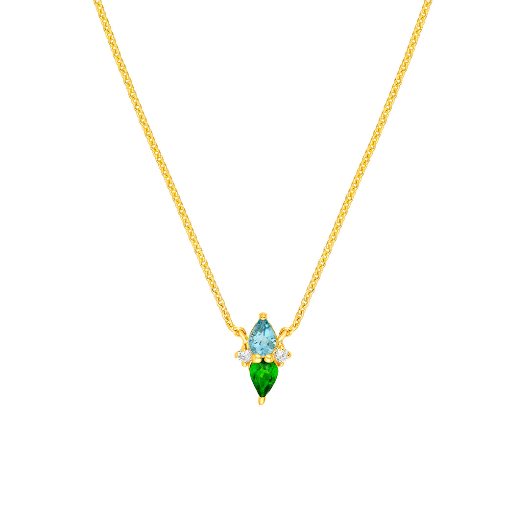 Tsavorite & Aqua Cluster Necklace