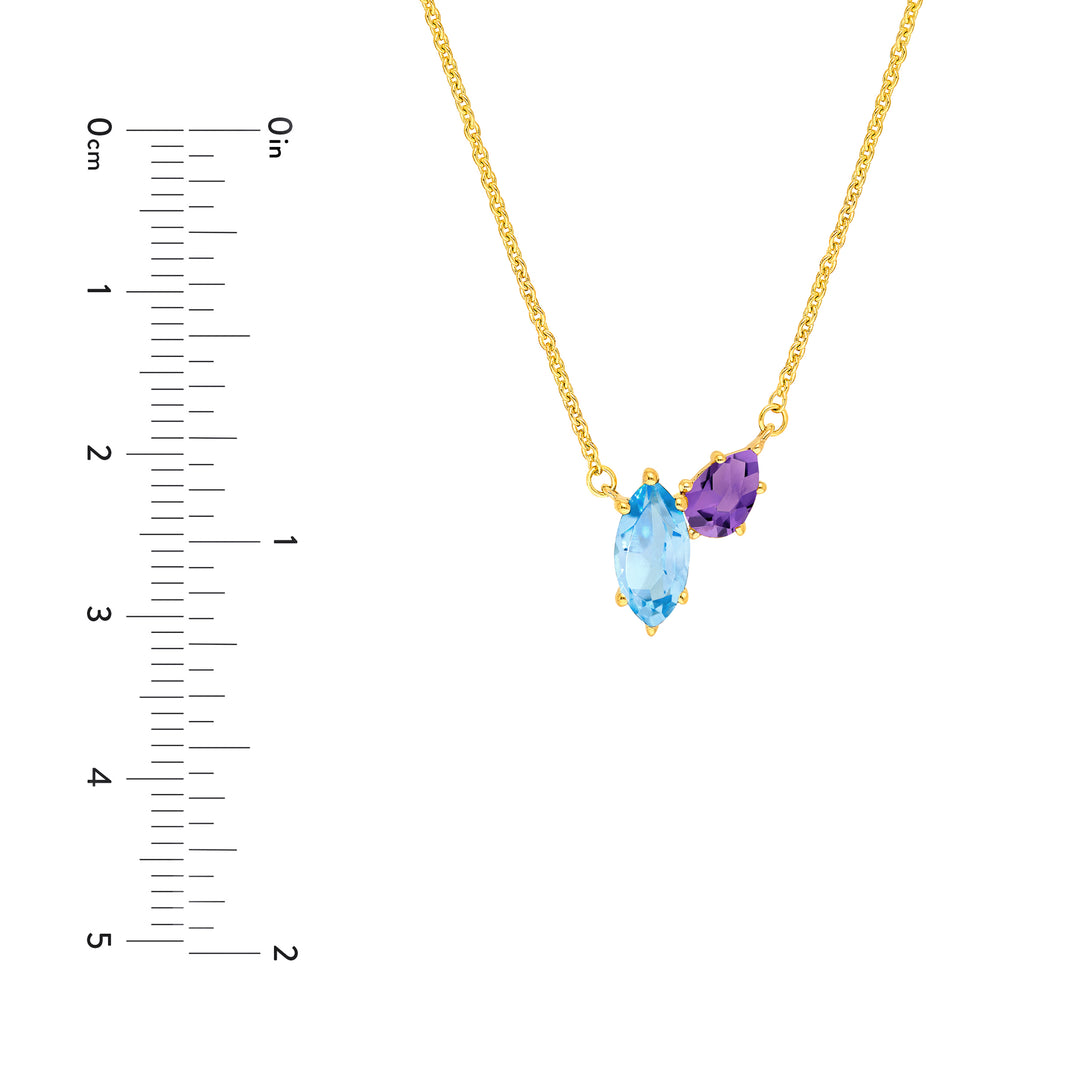 Toi et Moi Necklace (Sky Blue & Purple Amethyst)
