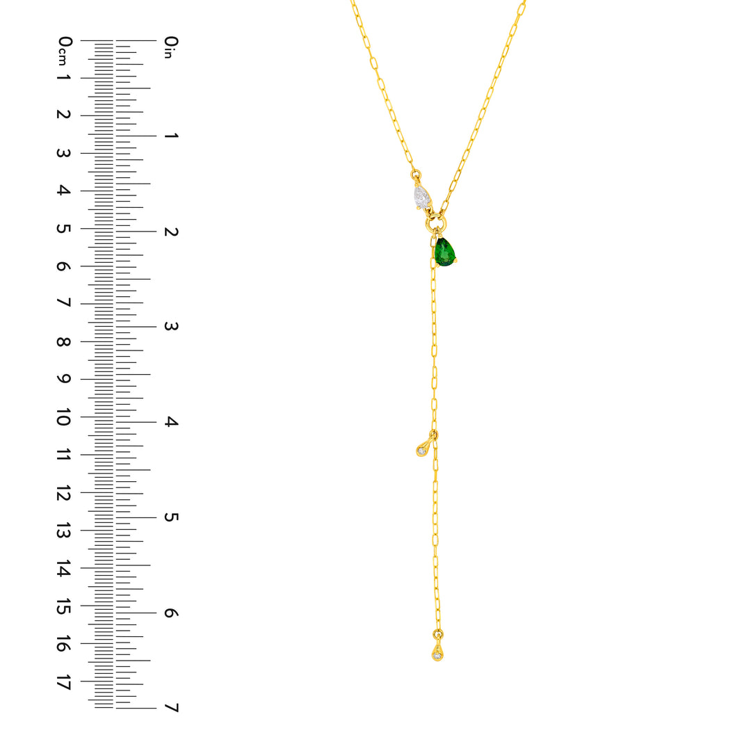 Floating Diamond & Tsavorite Lariat Necklace