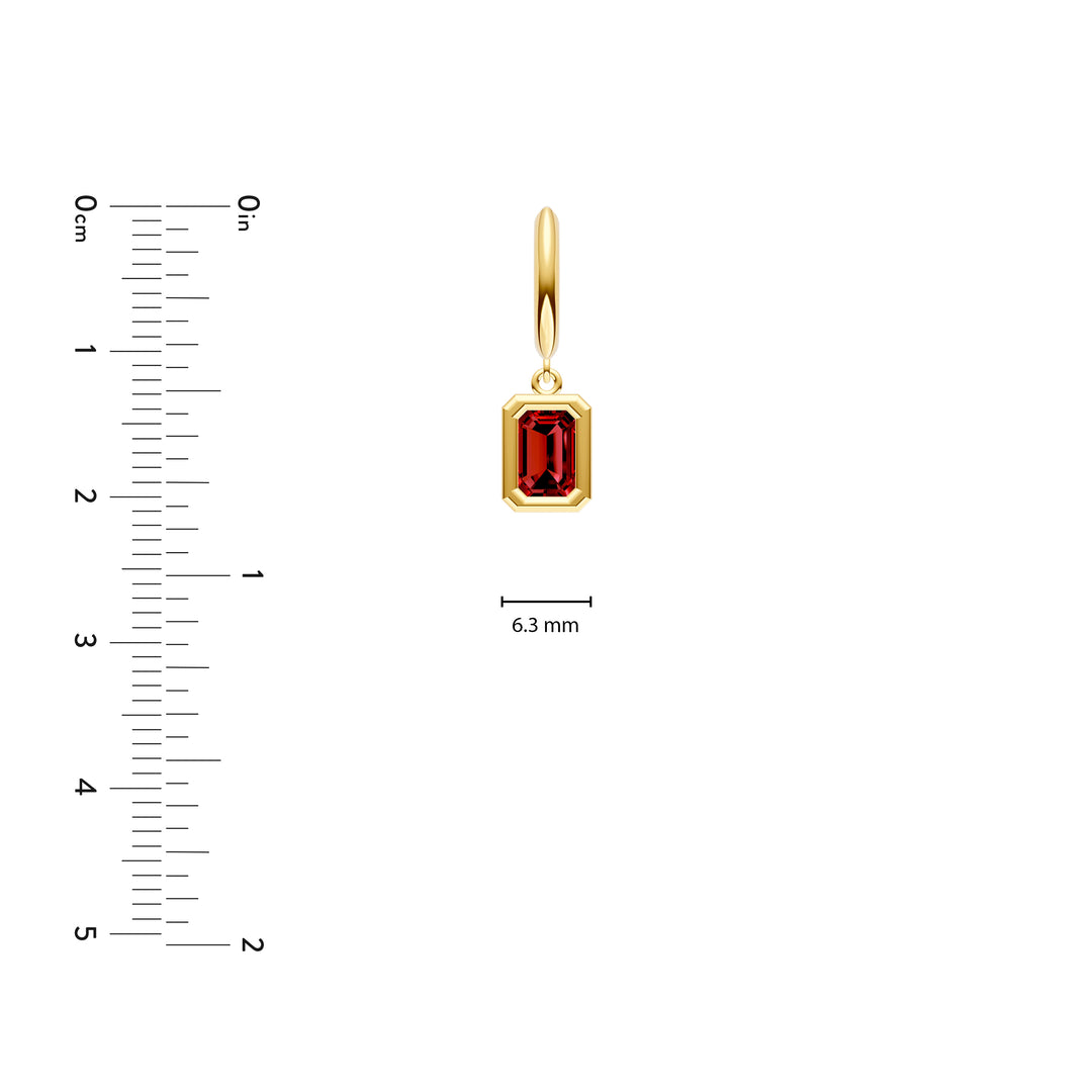 Emerald Red Garnet Bezel Drop Earrings