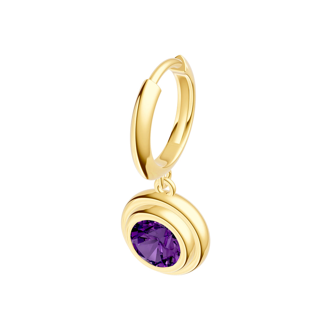 Round Purple Amethyst Drop Earrings