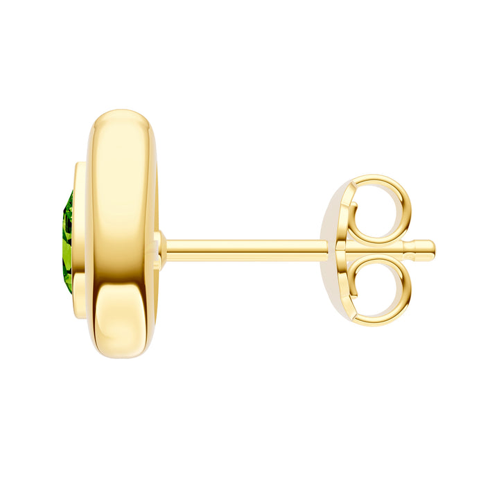 Pear Peridot Double Bezel Stud Earrings