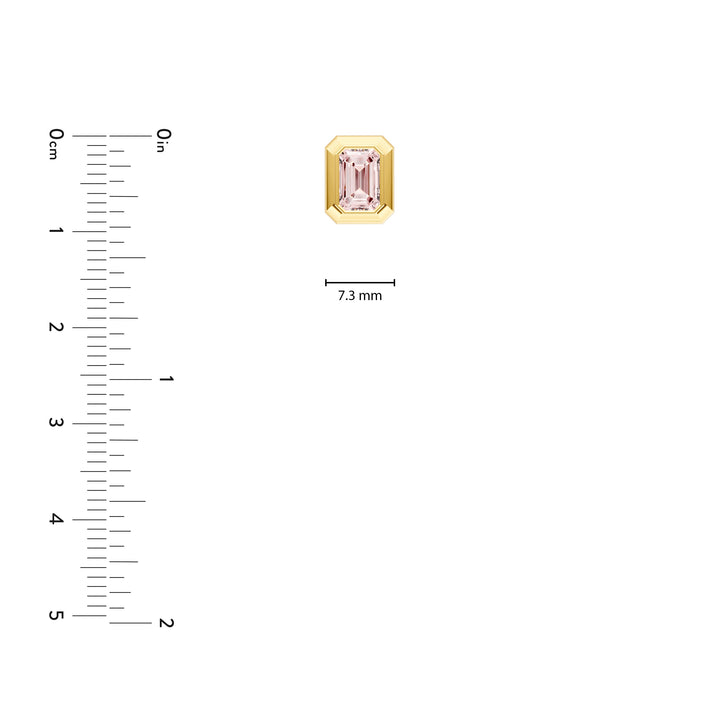 Emerald Pink Morganite Double Bezel Stud Earrings