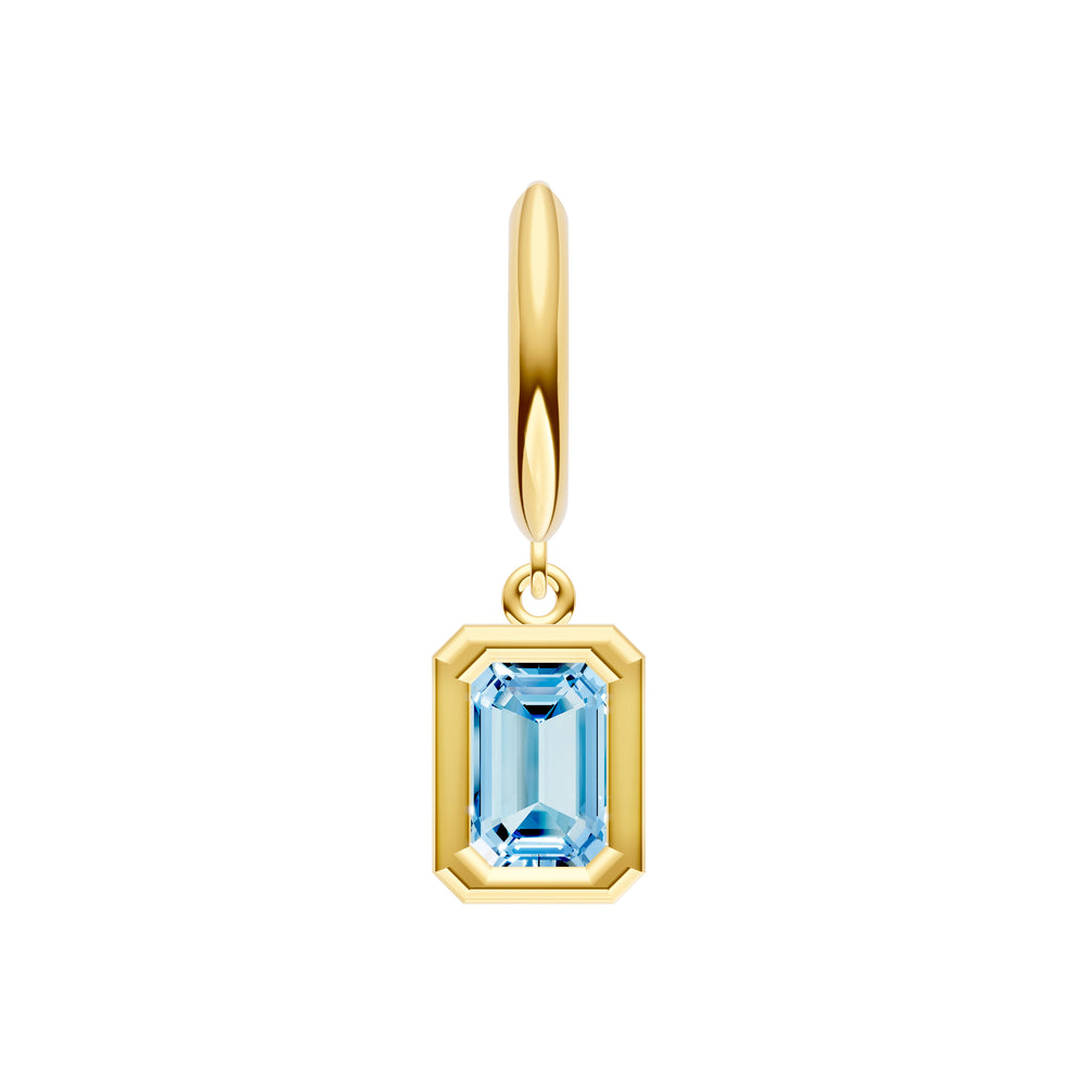 Emerald Sky Blue Bezel Drop Earrings
