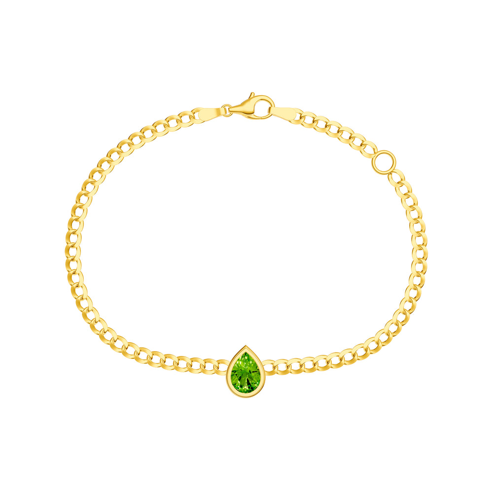 Pear Peridot Curb Bracelet