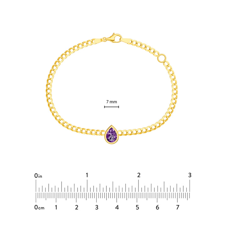 Pear Purple Amethyst Curb Bracelet