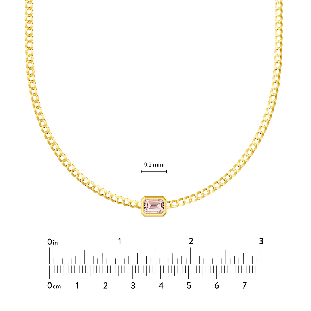 Emerald Pink Morganite Curb Necklace