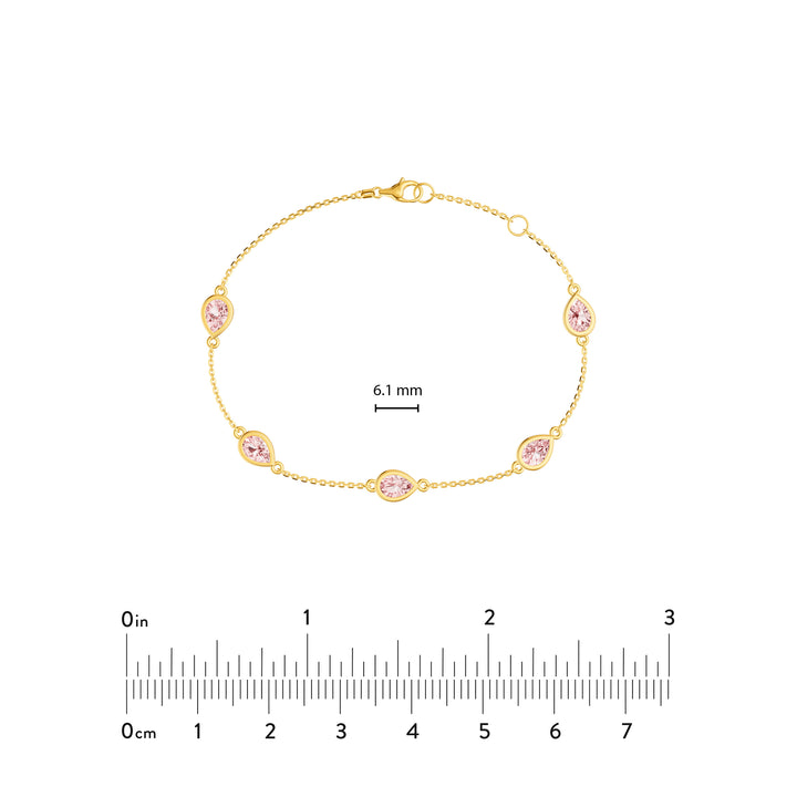 Pear Pink Morganite Station Bracelet