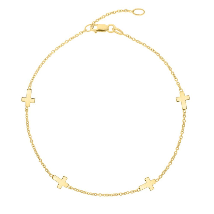 10K Sideways Cross Anklet