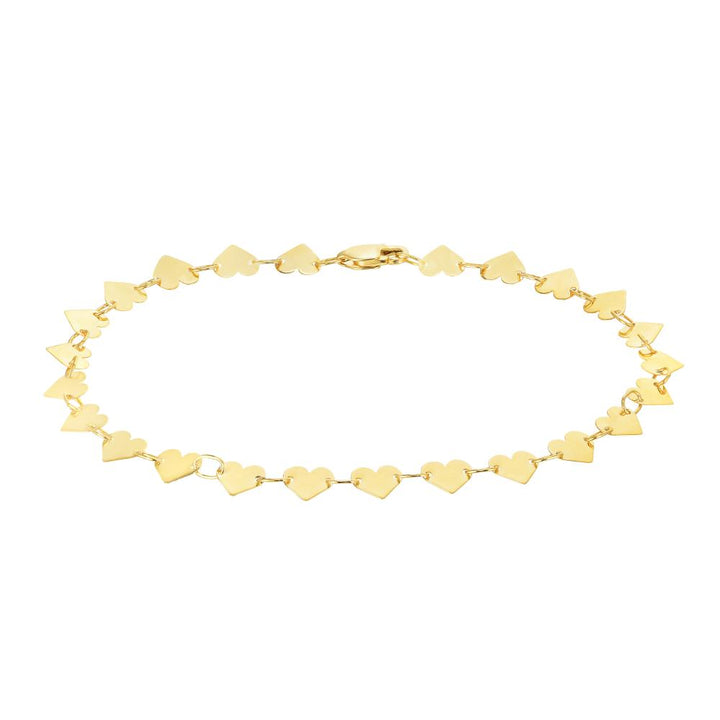 10K Heart Mirror Chain Bracelet